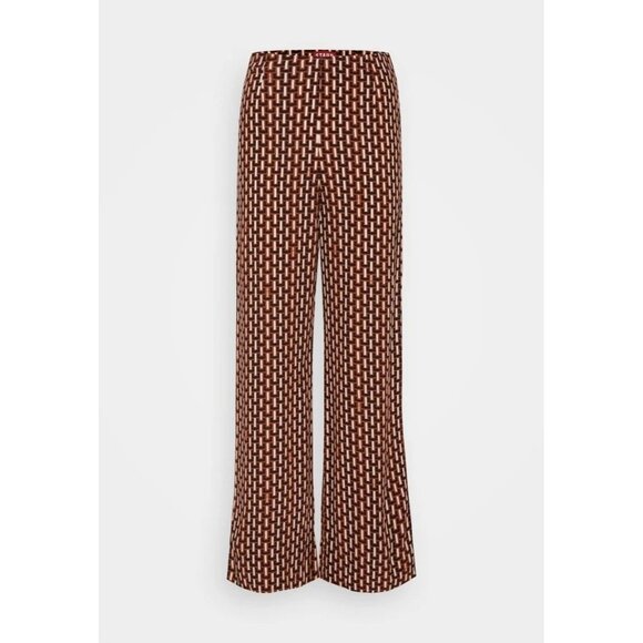 NWT Staud Bonita Pant Basket Weave Print Brown Size 16 - Picture 3 of 10
